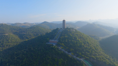 个人商用，云南省文山壮族苗族自治州文山市东山公园古塔航拍，视频素材